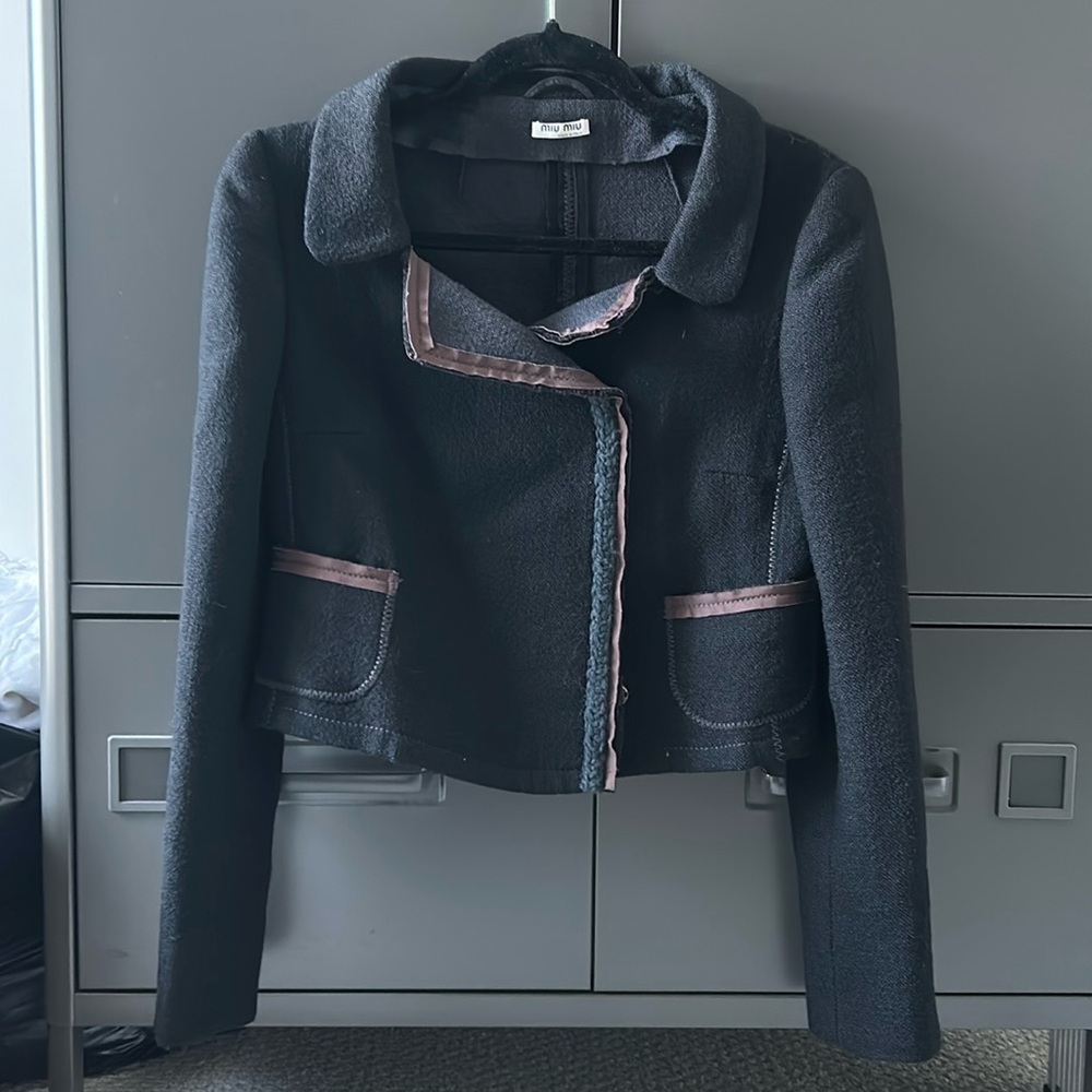 Miu Miu Funky Raw Edge Wool Jacket Blazer